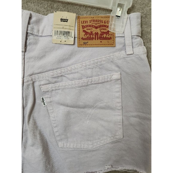 Levi's 501 Cotton High-Rise Denim Shorts Womens 31 Lilac Purple Raw Hem NEW - Picture 8 of 11